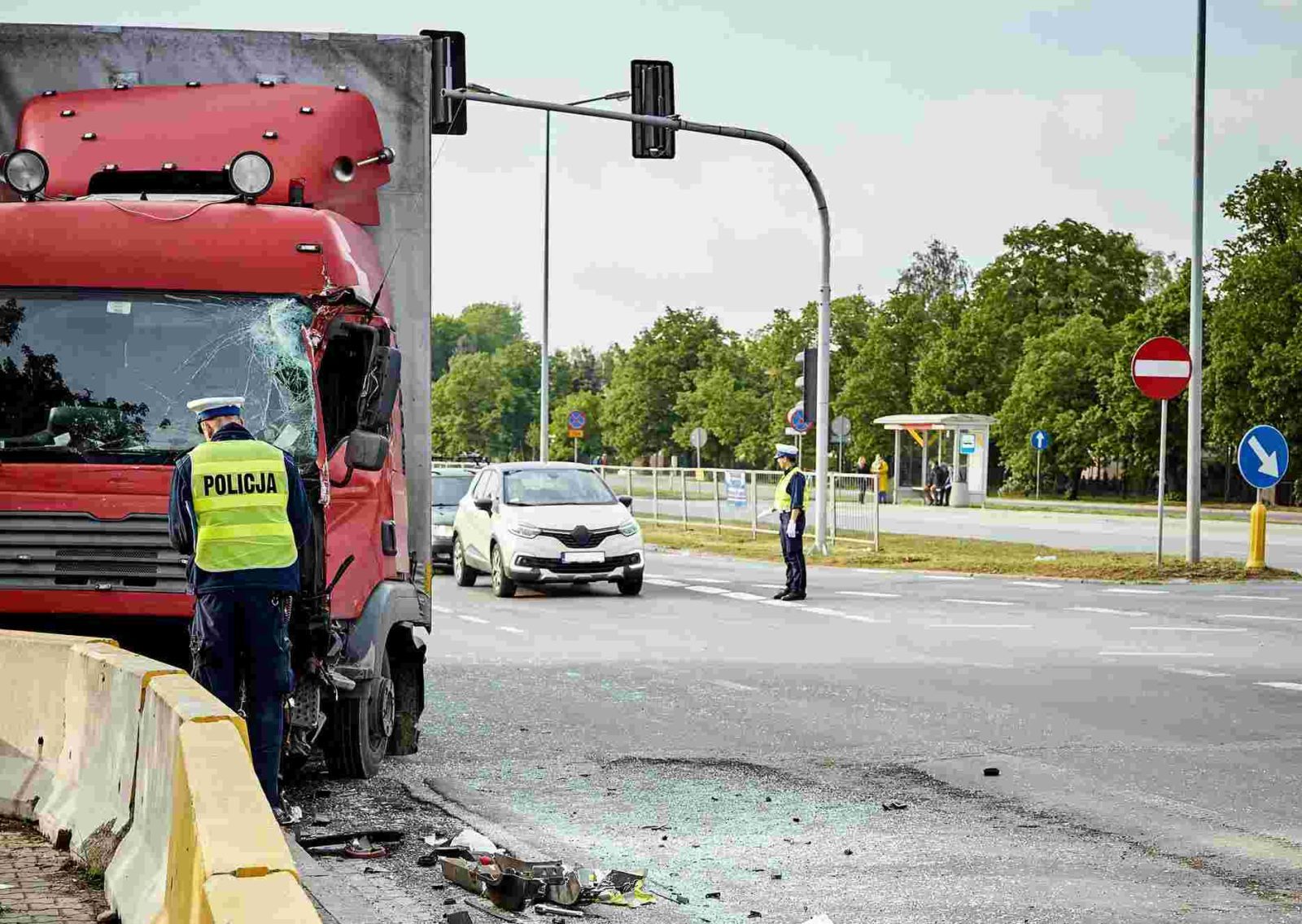 Truck Accident Center Divider