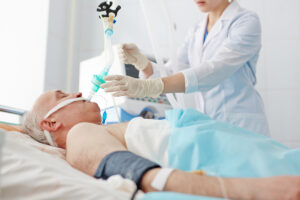 Senior patient with endotracheal tube